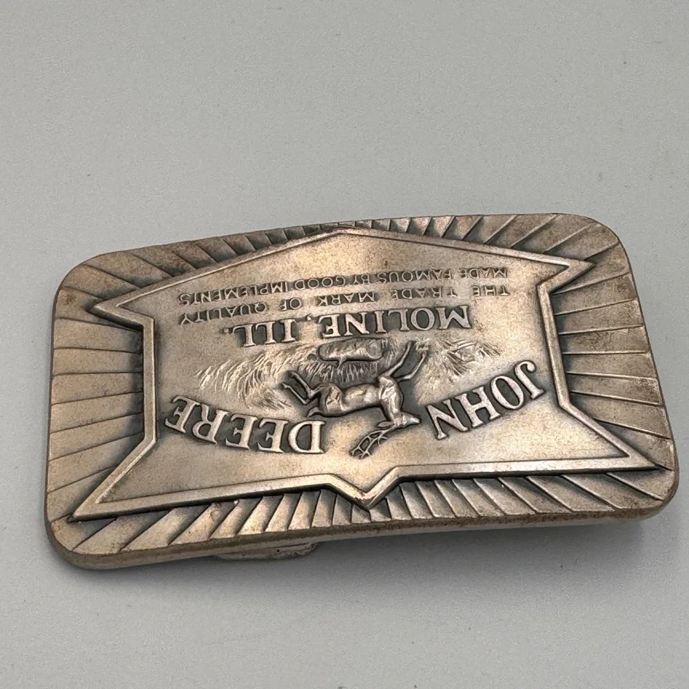 John Deere Vintage Belt Buckle 1984 Historical 1936 Trademark Moline Illinois